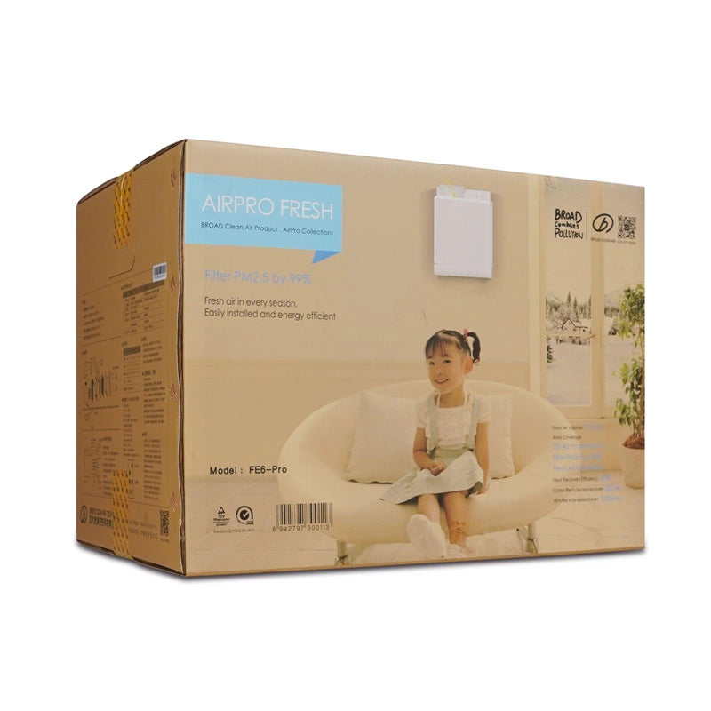 AirPro Fresh FE6  |   Single Room Ductless Installation Wall Mounted Fresh Air Ventilator